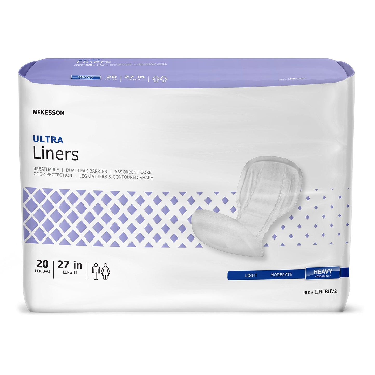 McKesson Ultra incontinence liners pack, 20 count, 27 in length