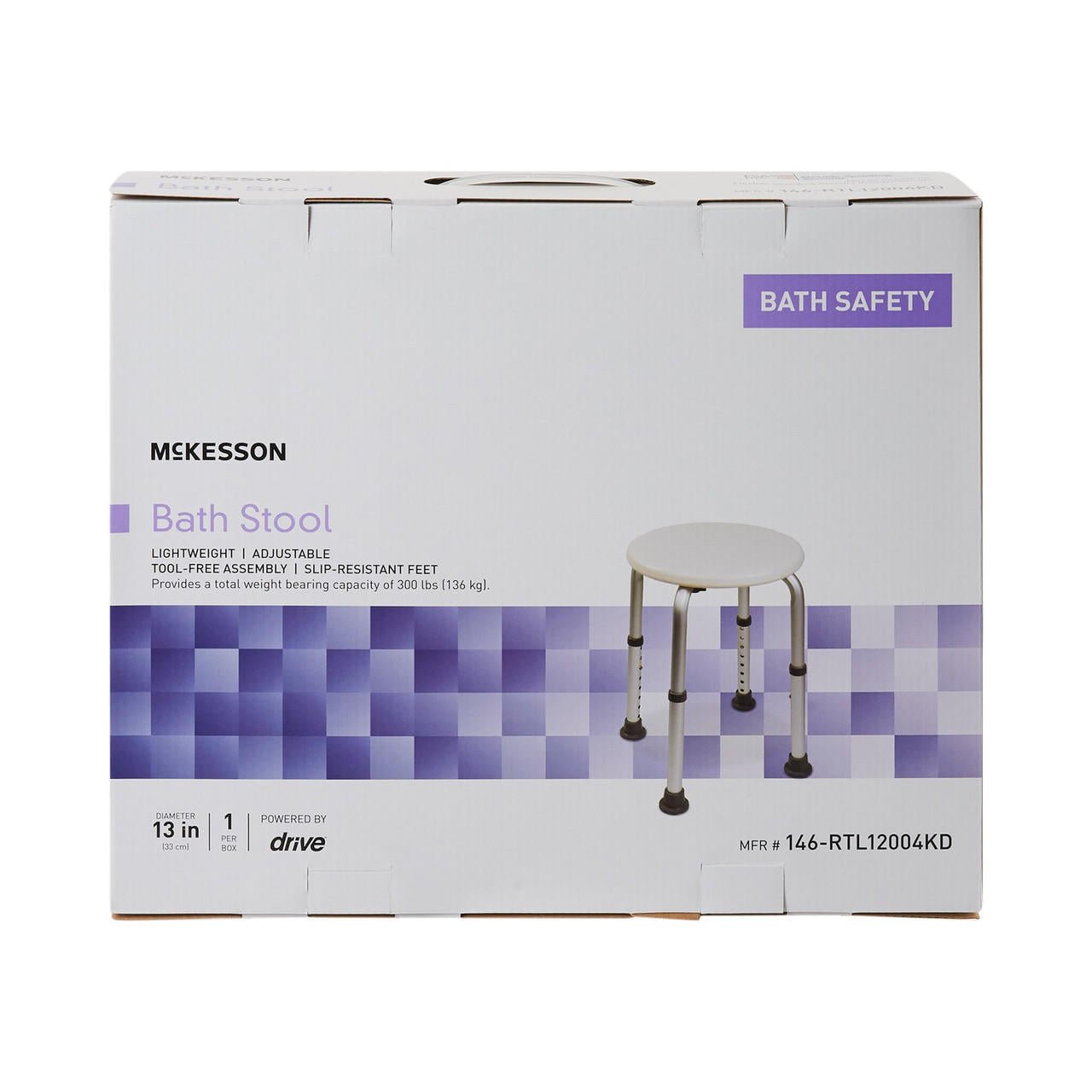 McKesson bath safety bath stool box for round-seat shower stool
