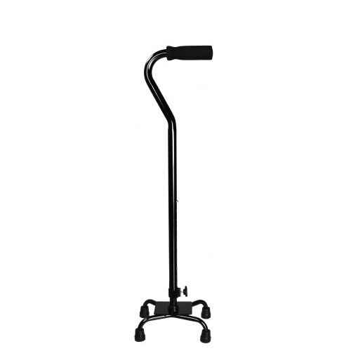 Quad base cane with padded handle, black, for 30–39 in height