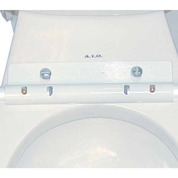 Toilet safety frame bracket and securing hardware attached under the seat opening