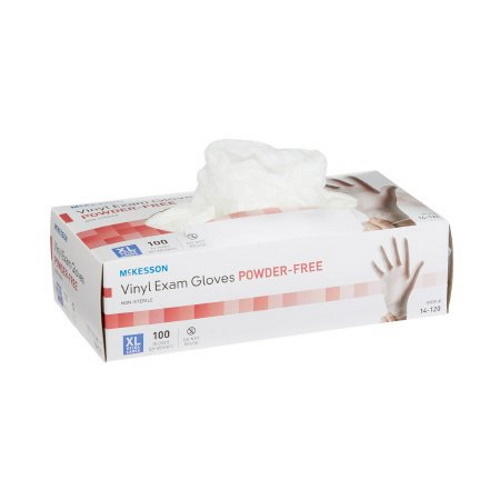 Powder-free clear vinyl exam gloves, XL size box with folded glove set