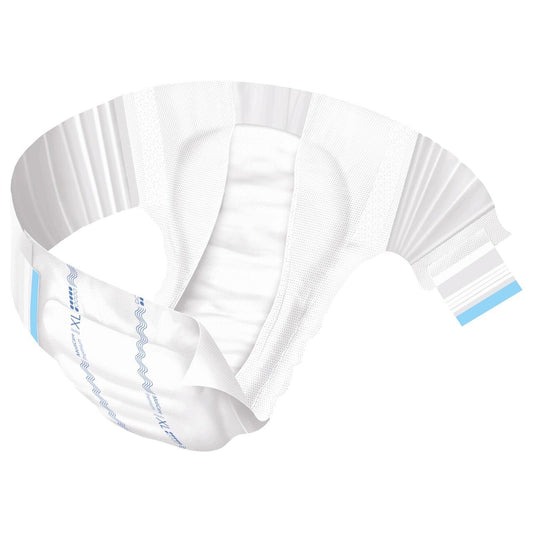 White elastic briefs with blue size marking, size XL