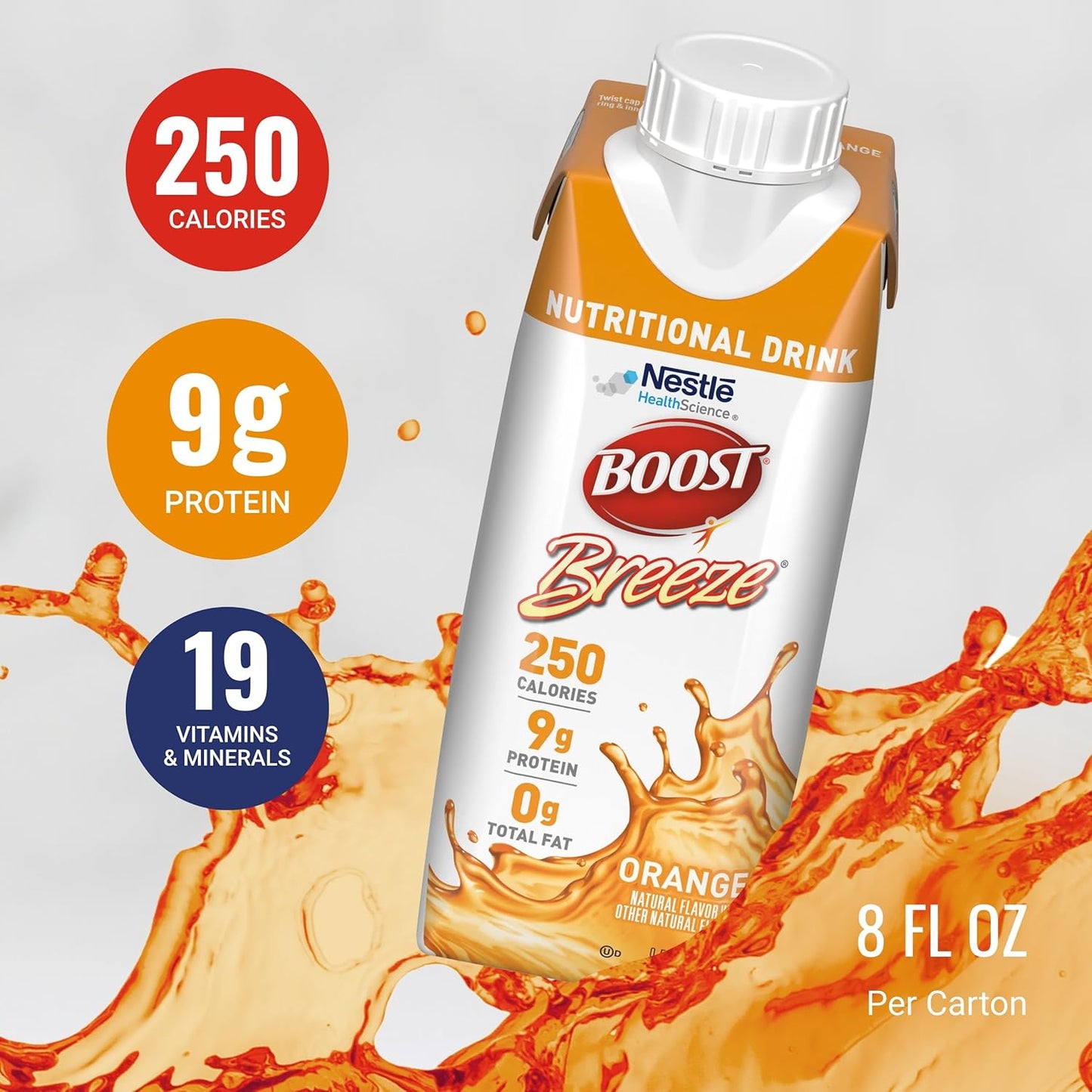Nestlé Boost Breeze orange nutritional drink carton, 8 fl oz