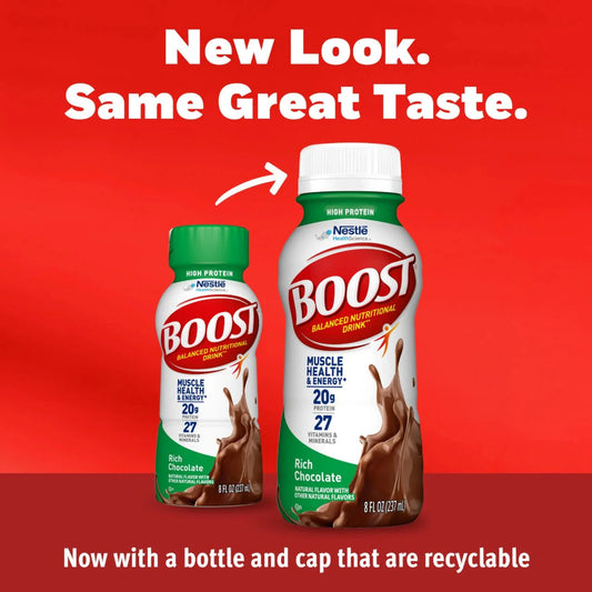 Boost high-protein rich chocolate bottles with caps, 8 fl oz (237 mL)