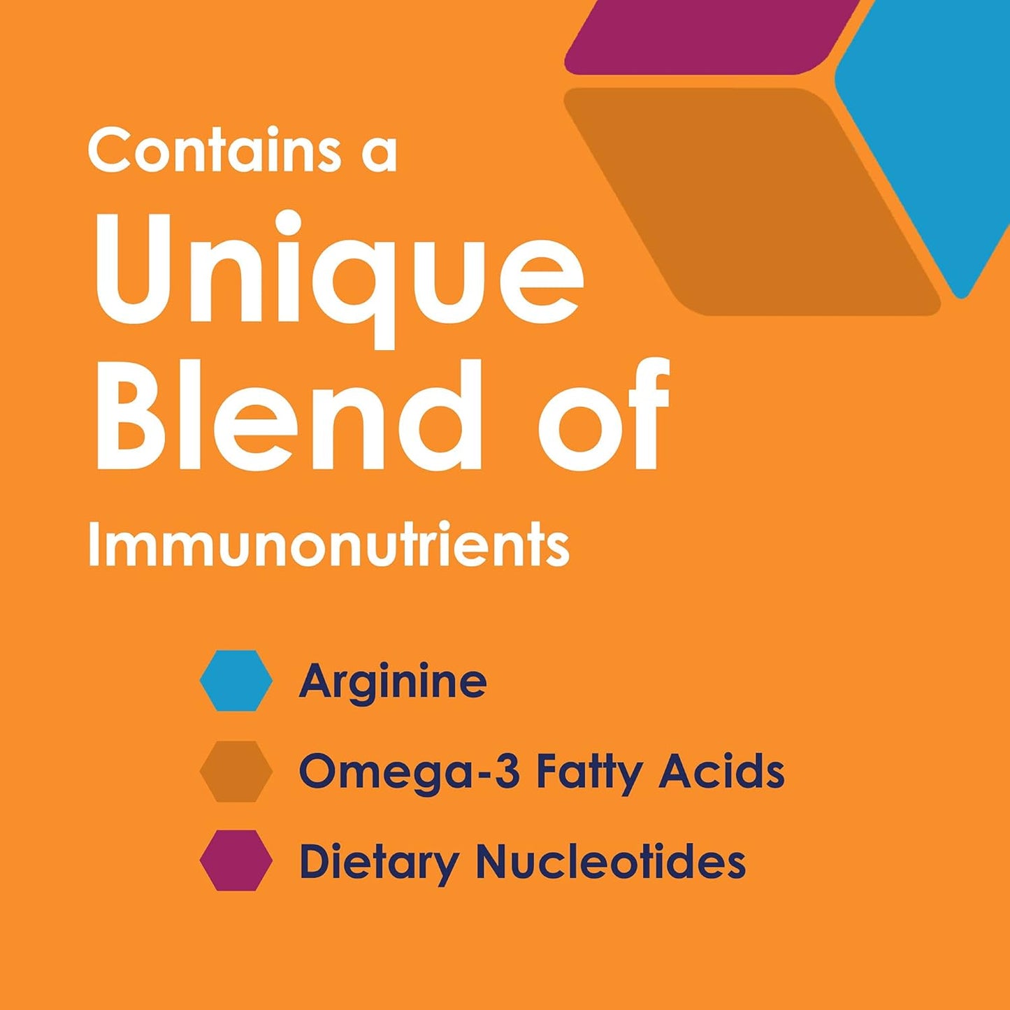 Contains a unique blend of immunonutrients: arginine, omega-3, dietary nucleotides