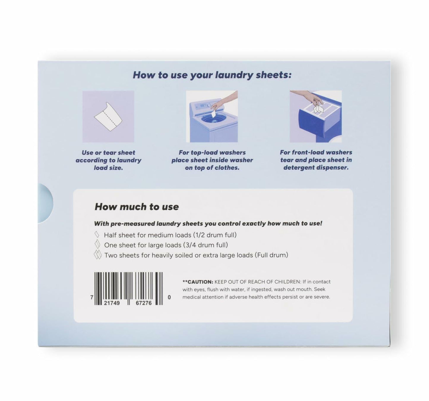 Back of Nature Spin laundry detergent sheets box with how-to-use directions