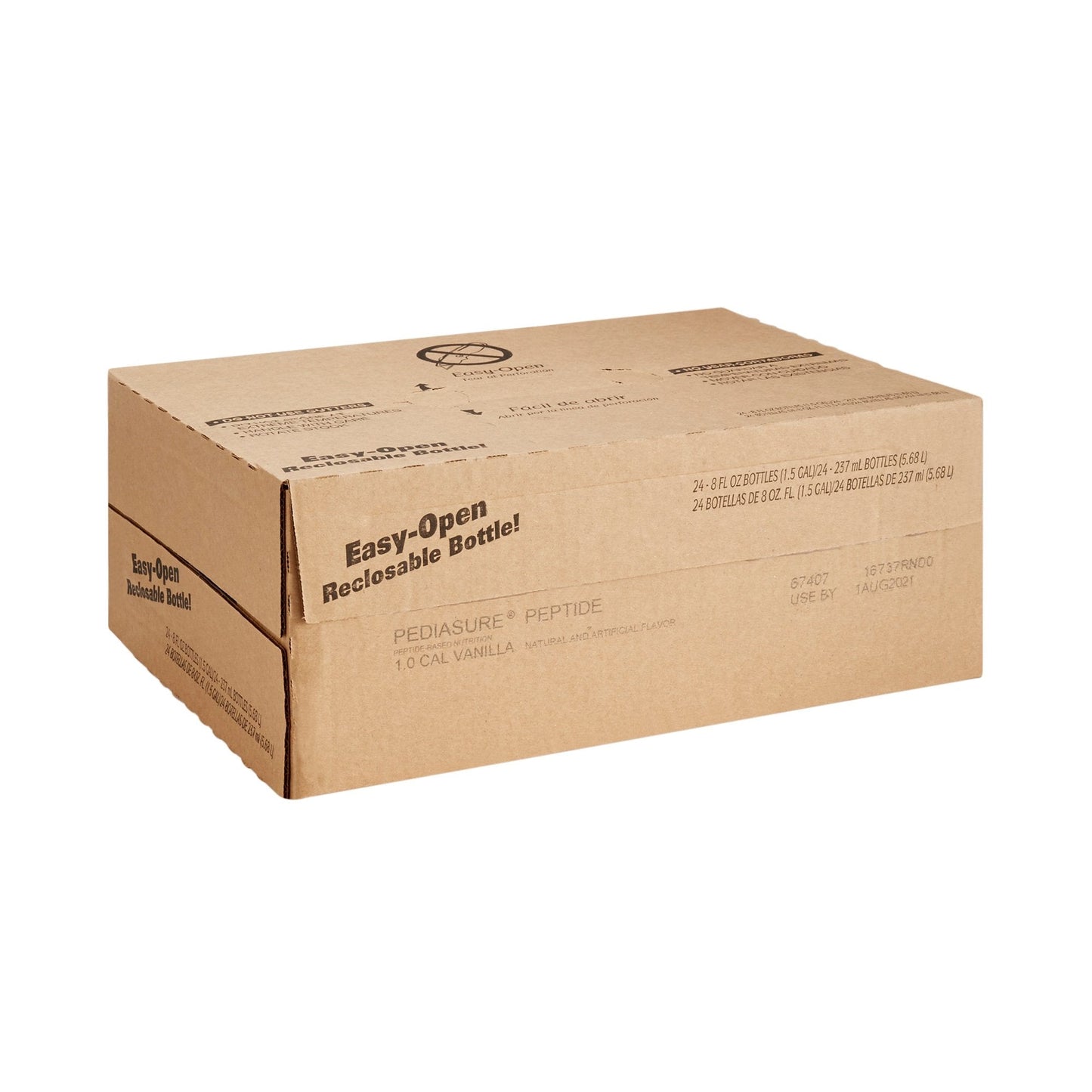 PediaSure Peptide 1.0 Cal vanilla reclosable bottle case, 24-pack carton