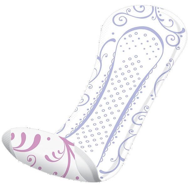 Poise very light long incontinence liner, contoured absorbent pad with winged shape