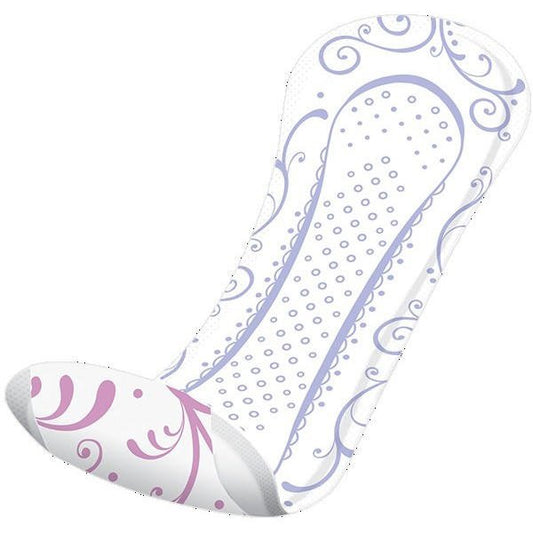 Poise very light long incontinence liner, contoured absorbent pad with winged shape