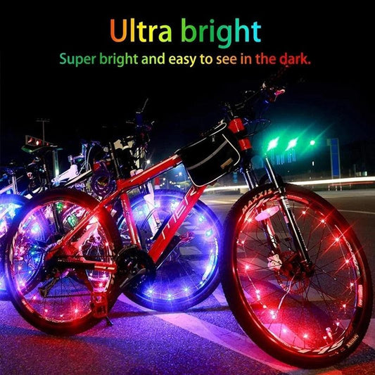 Waterproof LED Bike Wheel Light Bicycle Spoke Light Bicycle Tire Light Strips Cycling Safety Warning Lamp Bike Wheel Lights Safety Warning Tire Strip Light For Night Riding Glow Light Fun Safety Light Bike Accessories For Kids