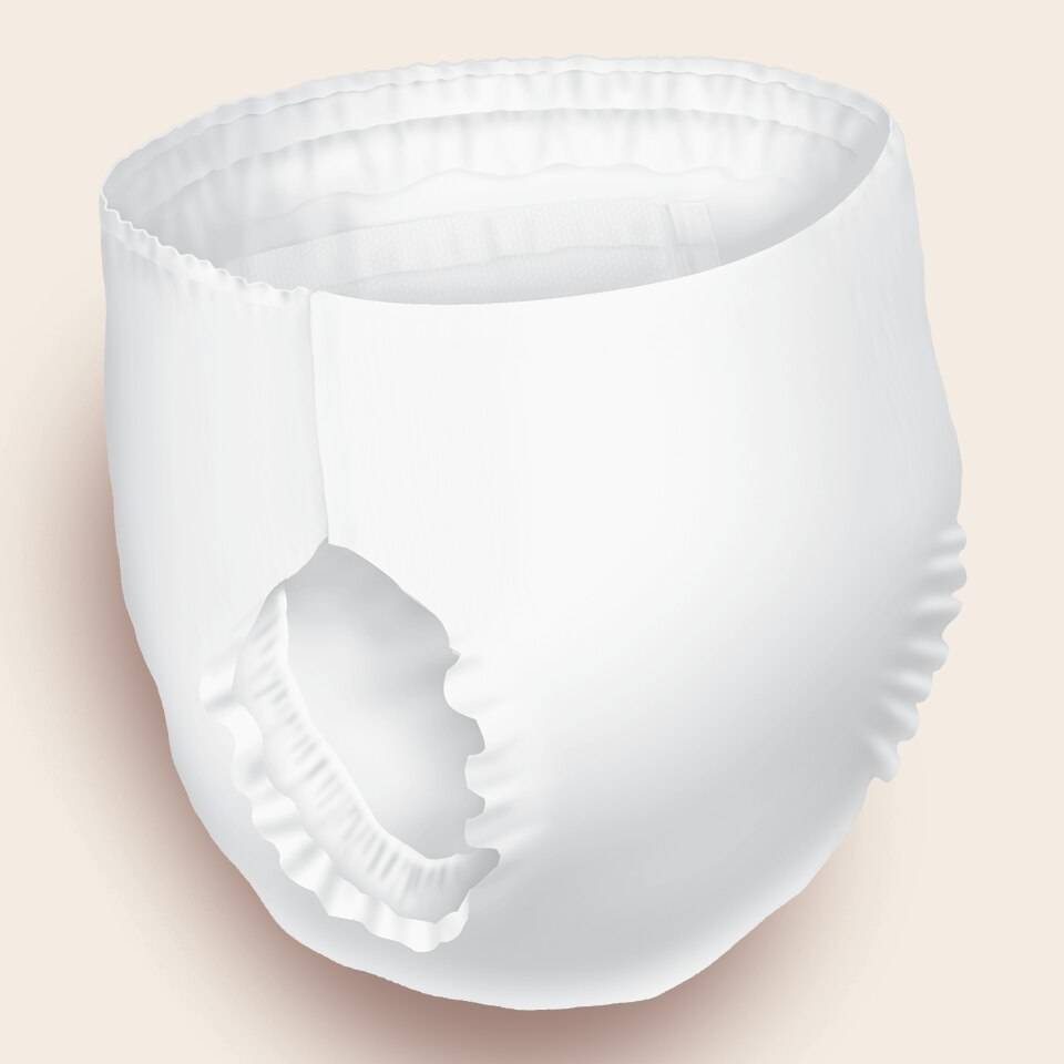 White youth incontinence pull-on pants with elastic waistband