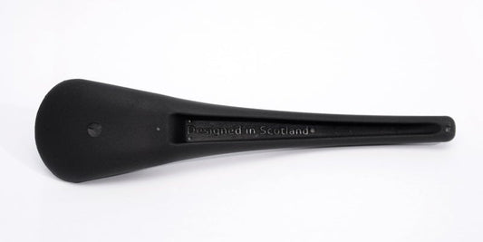 Black S'up spoon handle with 'Designed in Scotland' marking