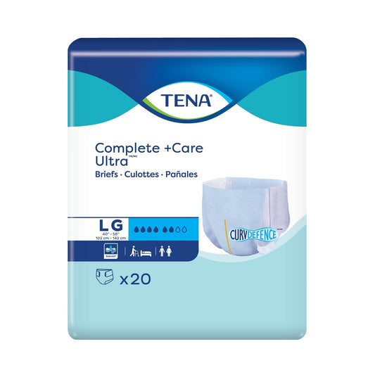 TENA Complete +Care Ultra briefs pack, size L, 40–56 in (x20)