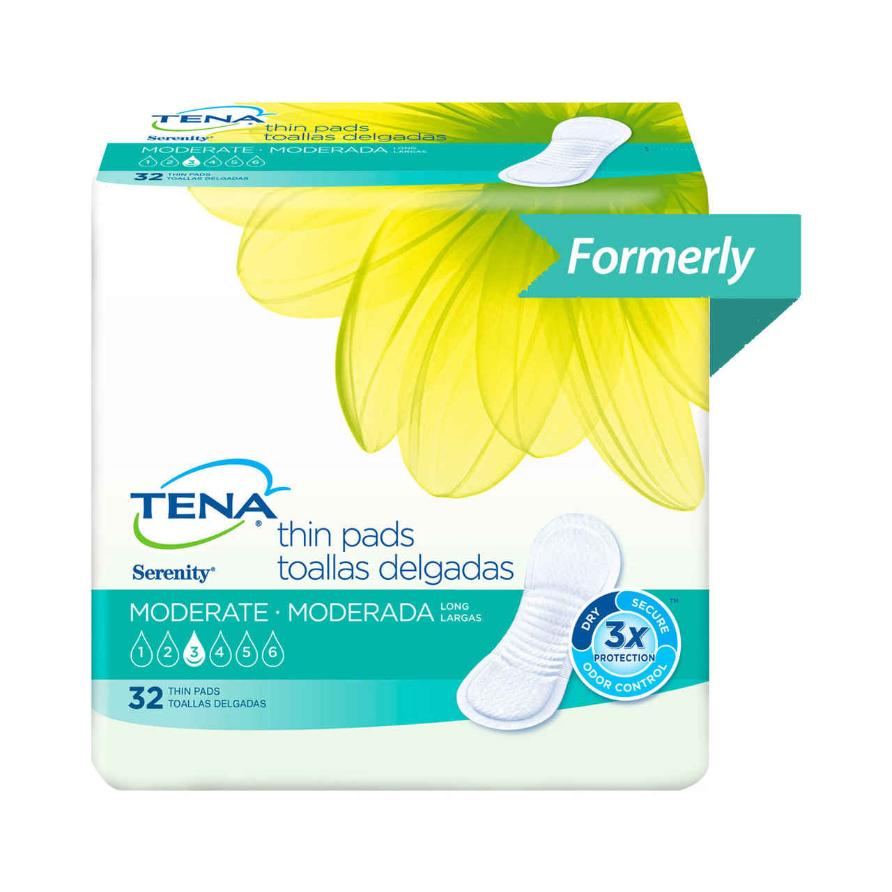 Formerly Serenity thin liners, moderate long 13-inch, pack of 32, 3x protection