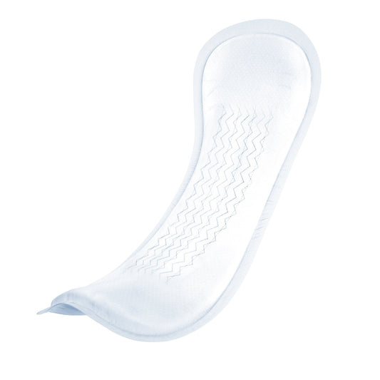 15-inch Heavy Long ProSkin incontinence pad, white, contoured shape