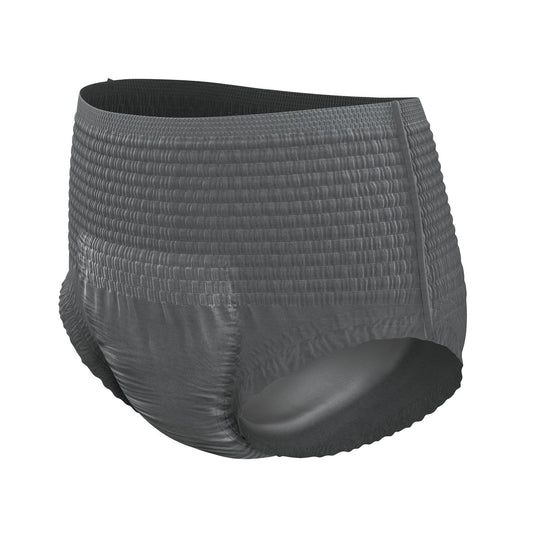Men’s protective underwear briefs, dark gray with elastic waistband and textured fabric