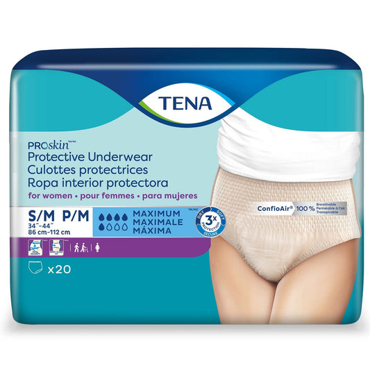 Women’s protective underwear, S/M size, maximum absorbency, ConfioAir, 20-count pack