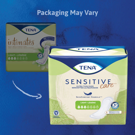 Light ultra thin Sensitive Care pads box with single pad graphic