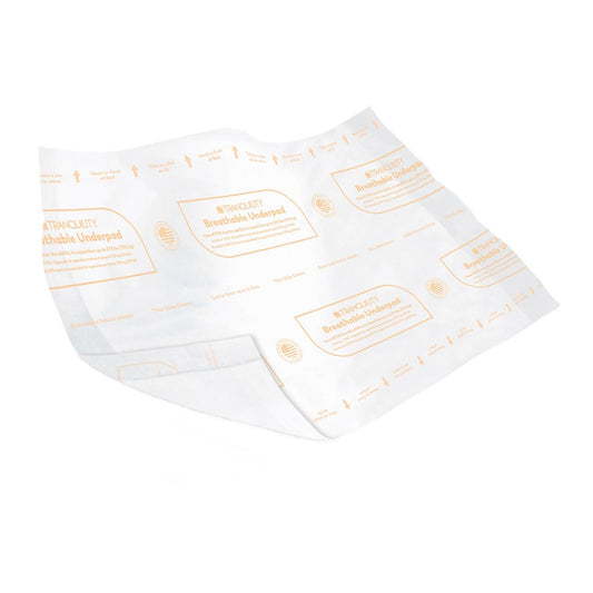 Folded Air-Plus breathable underpads with orange branding, disposable absorbent pads