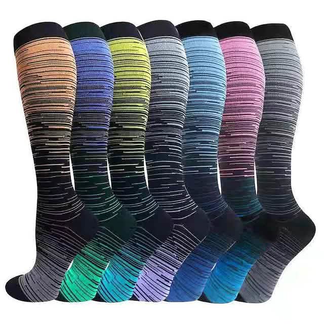 Compression socks rainbow color gradiant with black