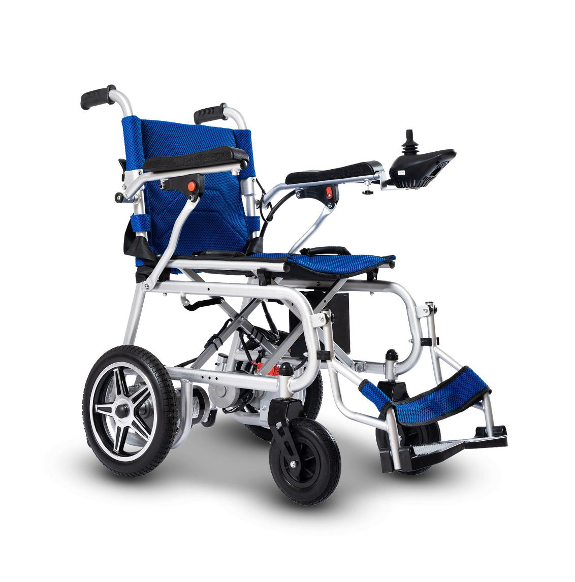 Blue power wheelchair