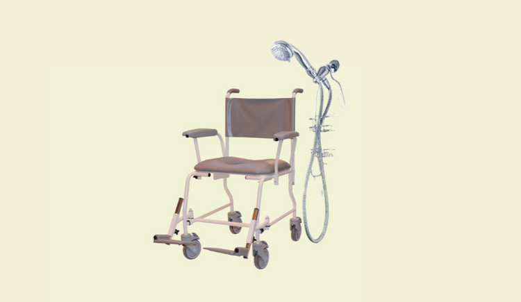 Shower wheelchair and shower head