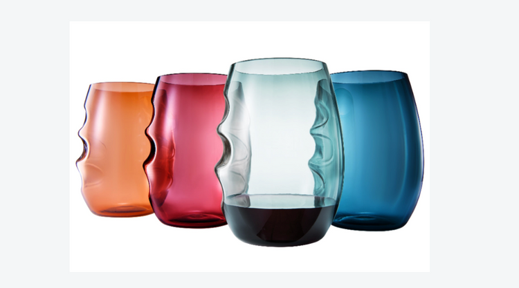Multicolor wine glasses with finger indents