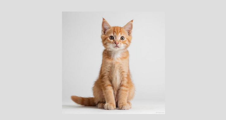 Orange cat on a grey background