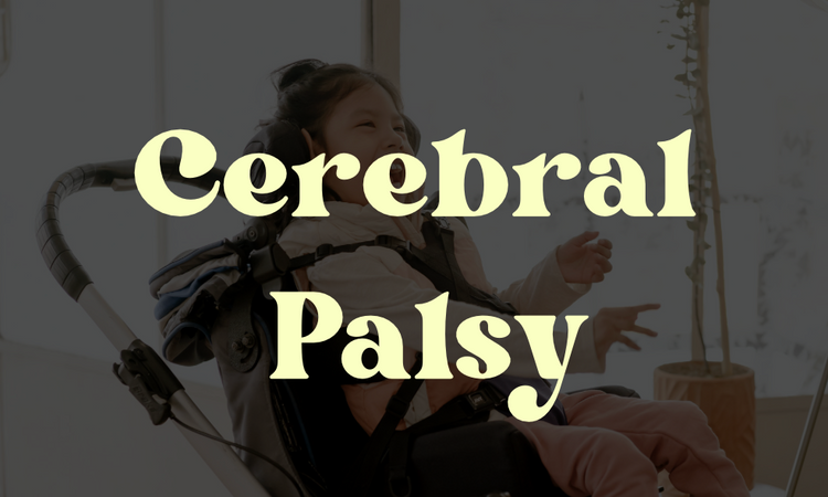 A photo of a girl with CP with the words Cerebral Palsy on top of the image