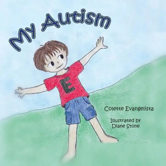 Autism paperback with illustrated child in red shirt and blue pants reaching upward