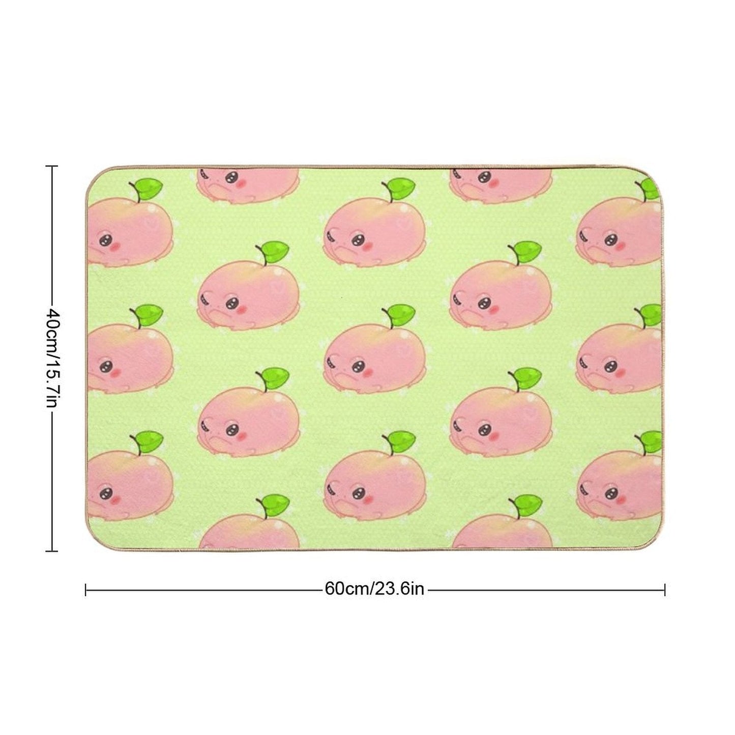 Peach frog bath mat, 60cm x 40cm size, light green base with pink frog print