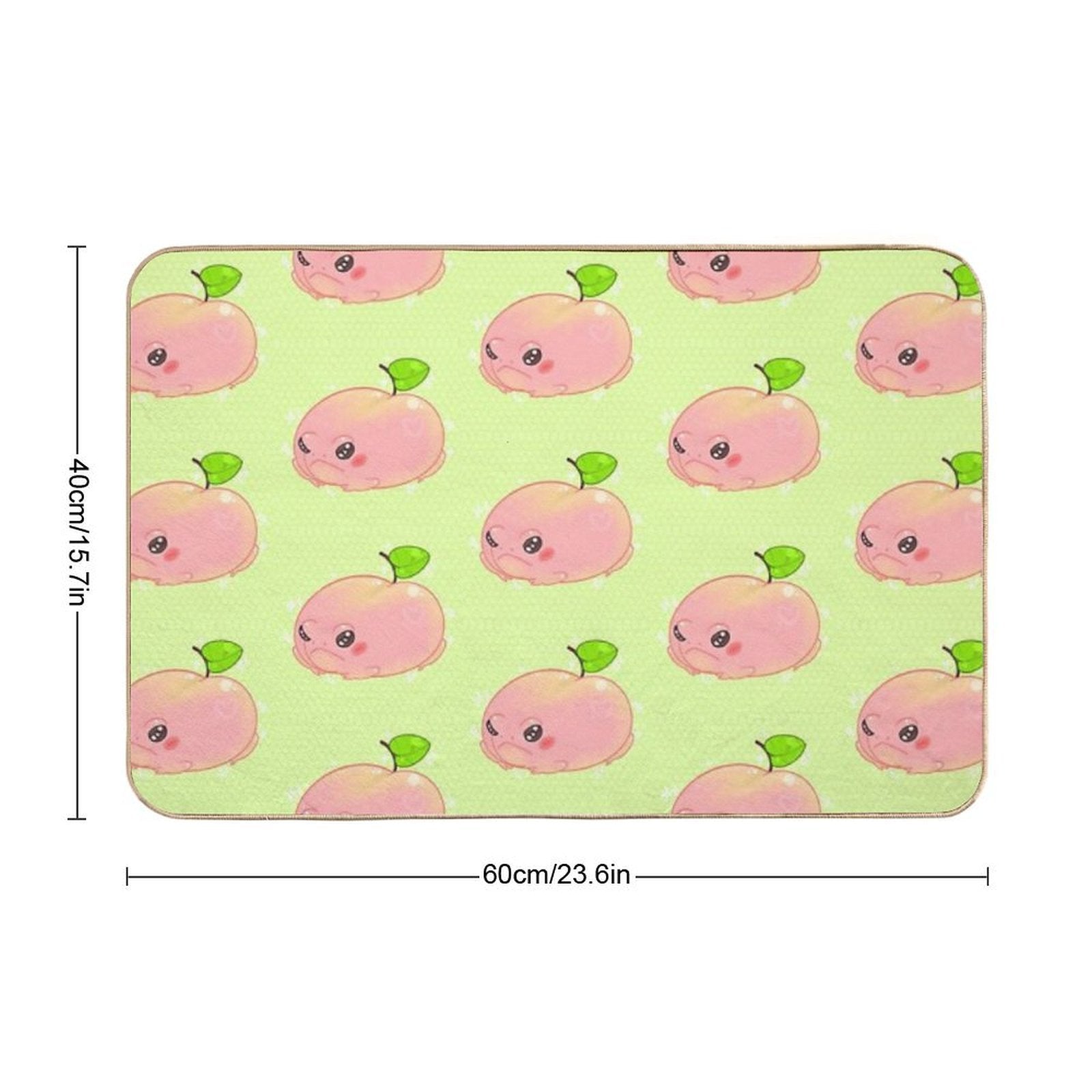 Peach frog bath mat, 60cm x 40cm size, light green base with pink frog print
