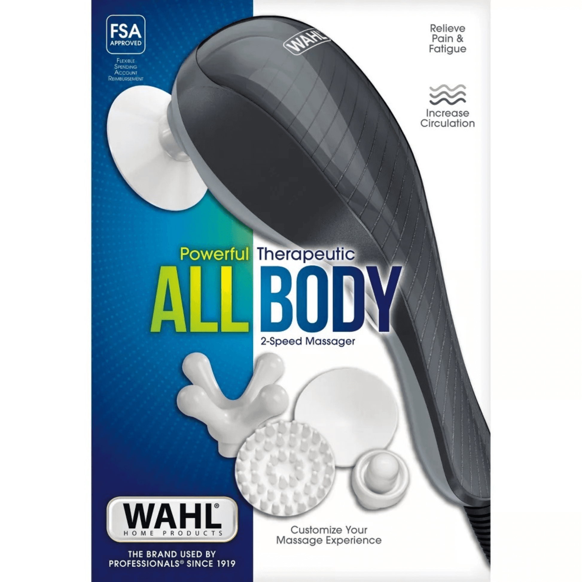 Wahl therapeutic all-body massager retail box with included attachment heads