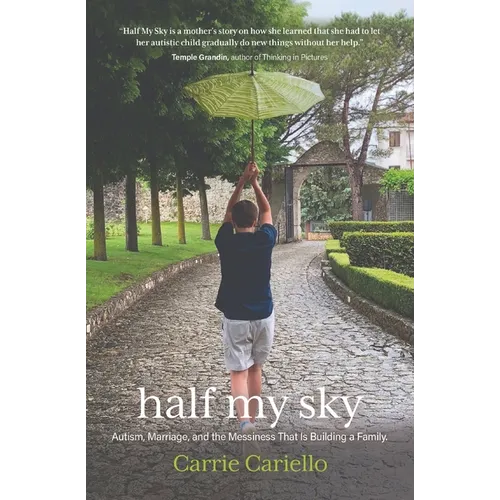Paperback book cover: Half My Sky, child with umbrella, Carrie Cariello