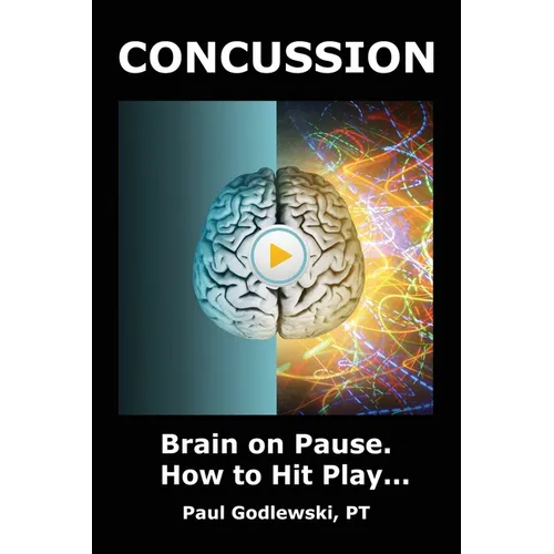 Paperback book cover with brain illustration and play icon, titled Brain on Pause