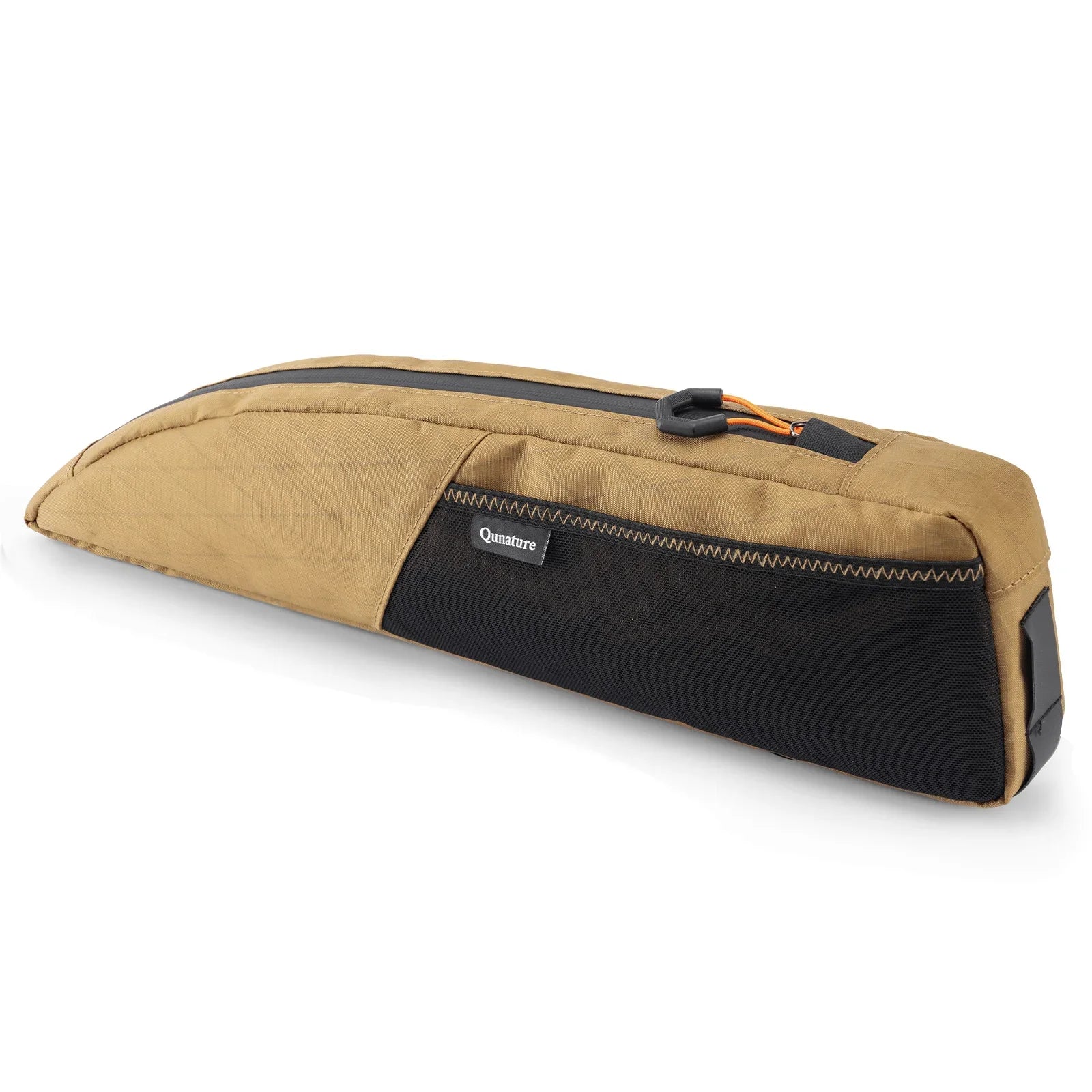 Brown and black rectangular bag with a visible brand logo on a white background