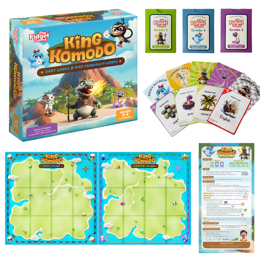 King Komodo sight-words board game box with colorful king and animal characters