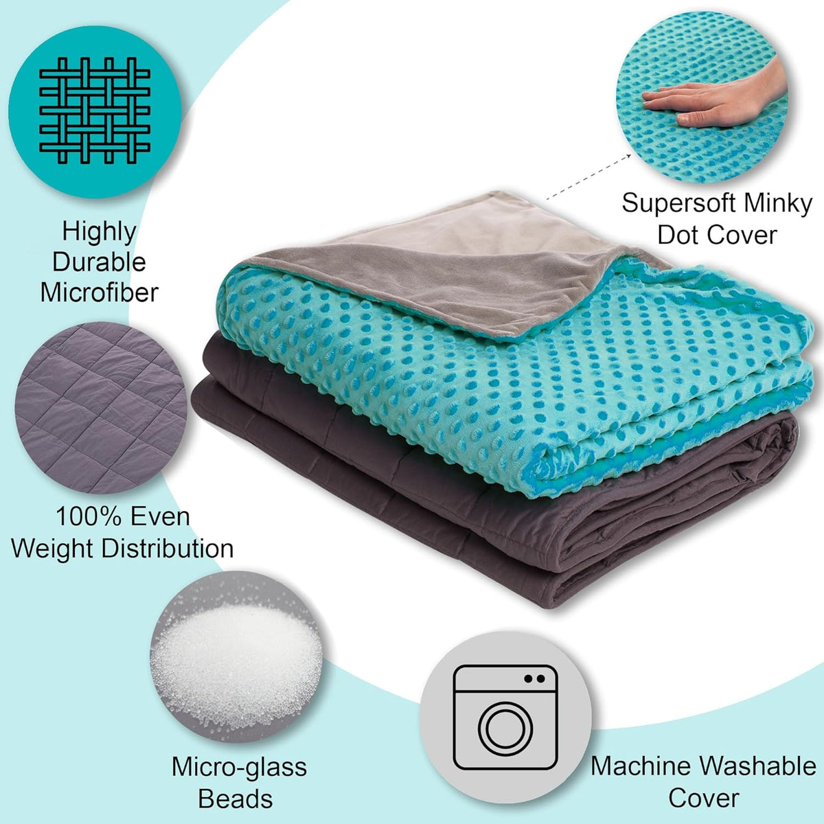10 Lbs 48'' x 72'' Weighted Blanket for Kids with Removable Cover Hazli Collection