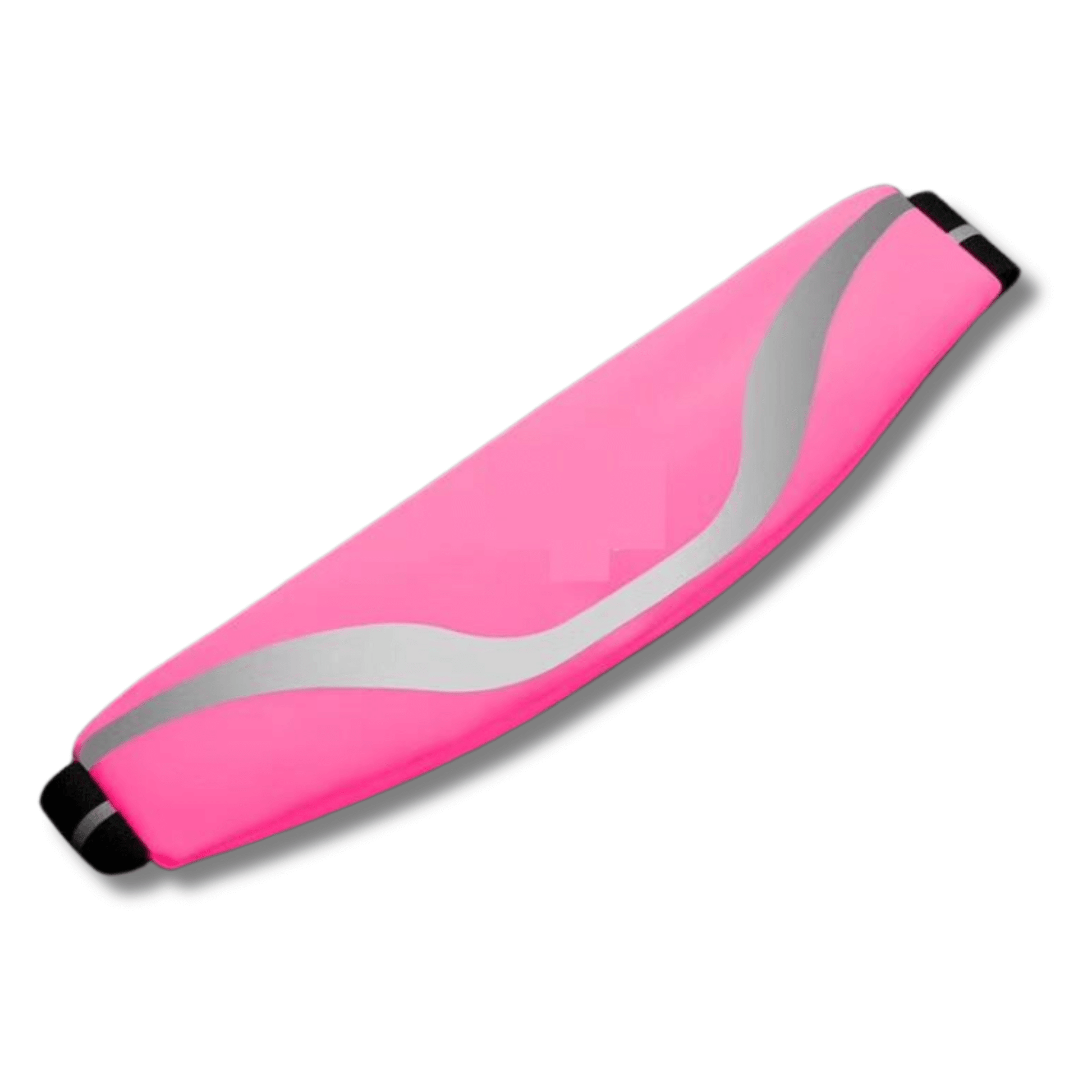 Water-resistant sport waist pack in pink with silver reflective wavy strip