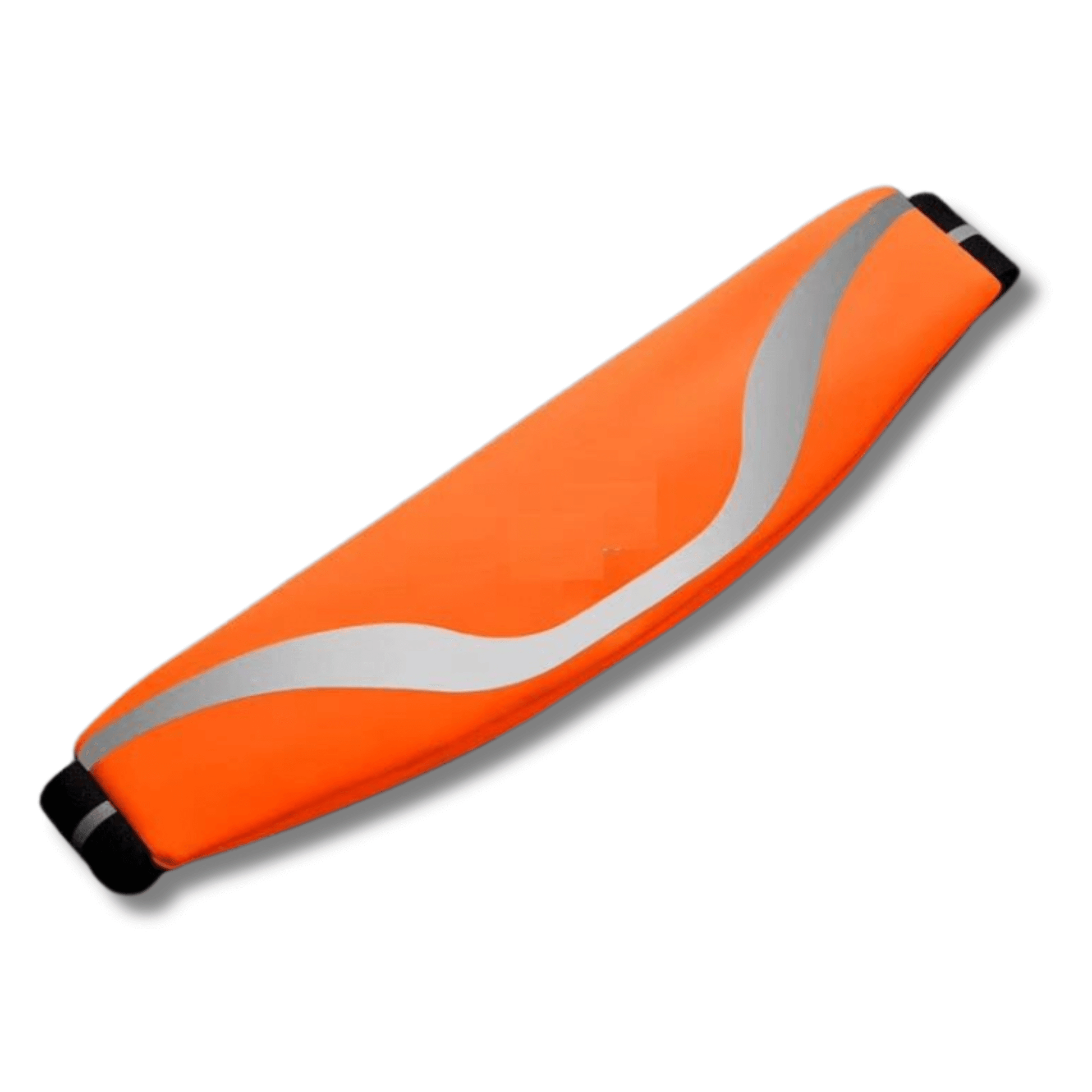 Water-resistant sport waist pack in orange with silver reflective wavy strip