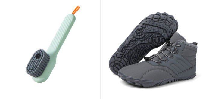 Waterproof snow boots, grey lace-up with padded ankle and textured rubber tread