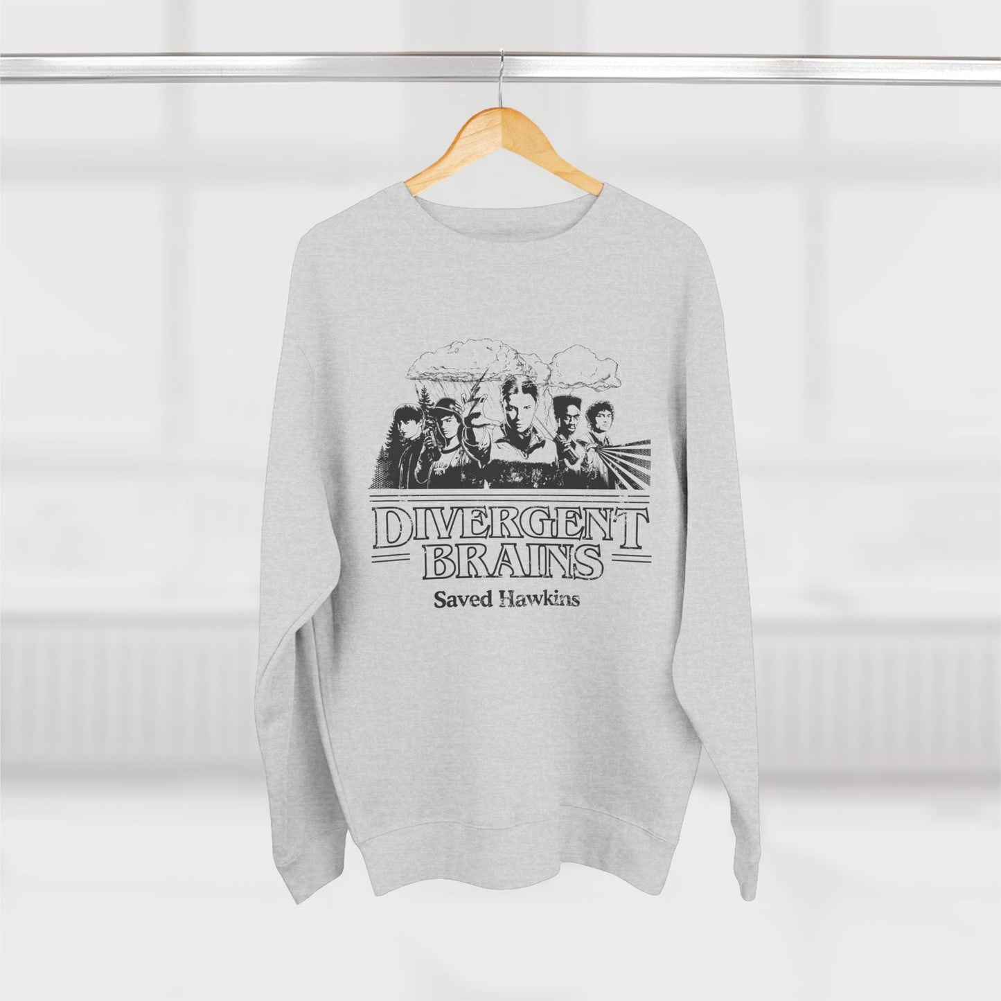 Divergent Brains Saved Hawkins - Adult Unisex Crewneck Sweatshirt