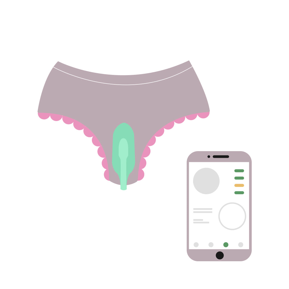 Women’s underwear with scalloped pink edges and green center insert