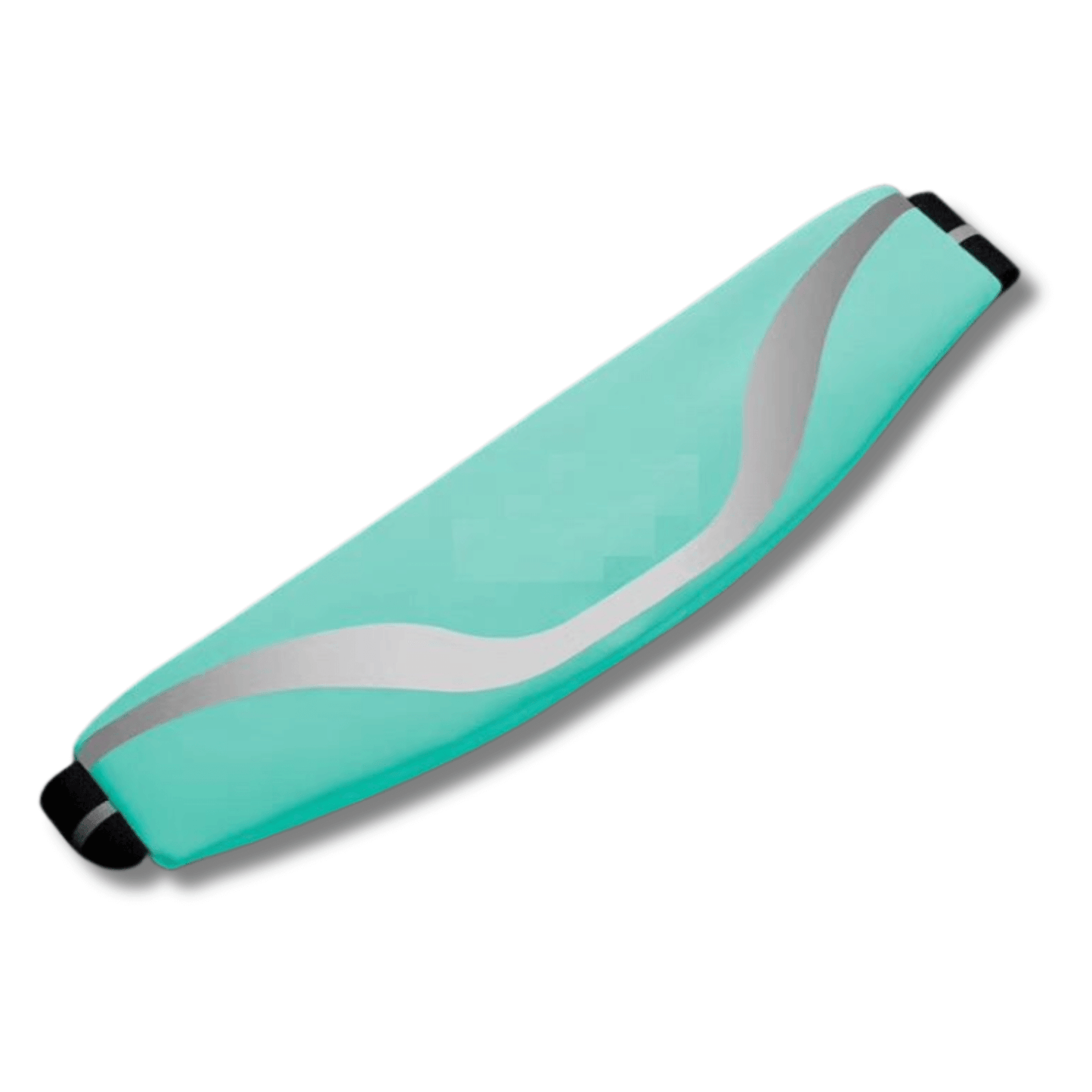 Water-resistant sport waist pack in aqua blue with silver reflective wavy strip