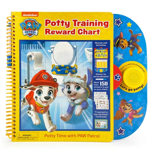 Paw Patrol spiral potty training reward chart with stickers and activities, yellow cover