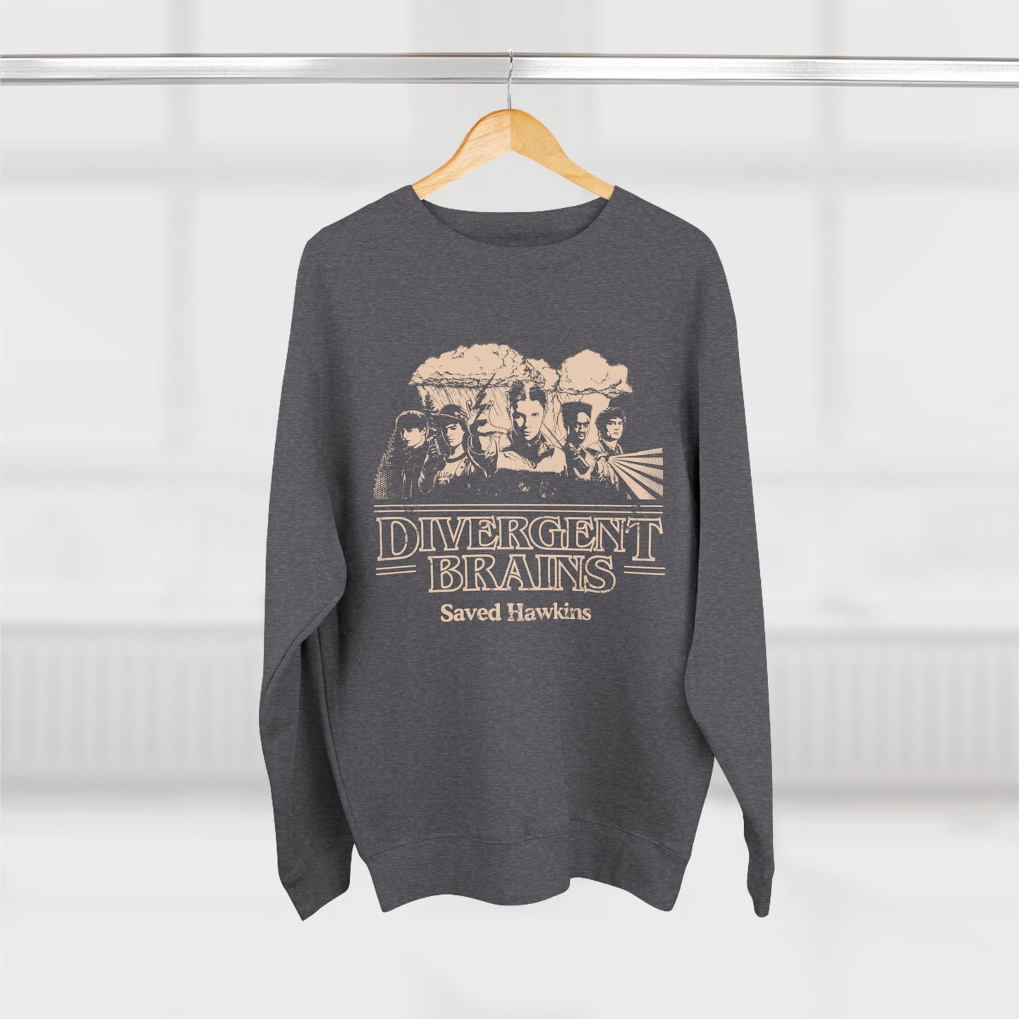 Divergent Brains Saved Hawkins - Adult Unisex Crewneck Sweatshirt