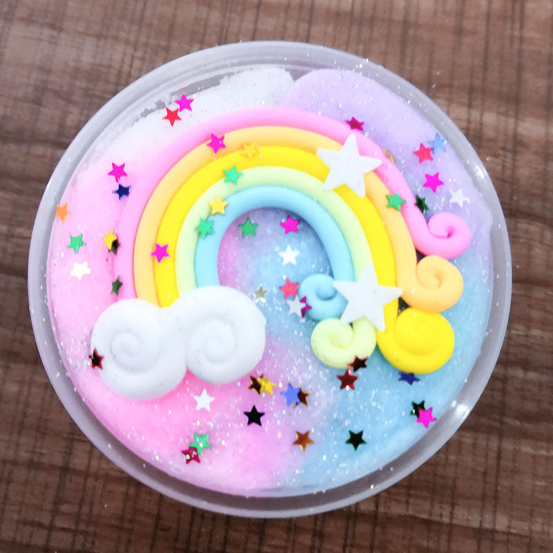 Rainbow slime jar with cloud and star charms