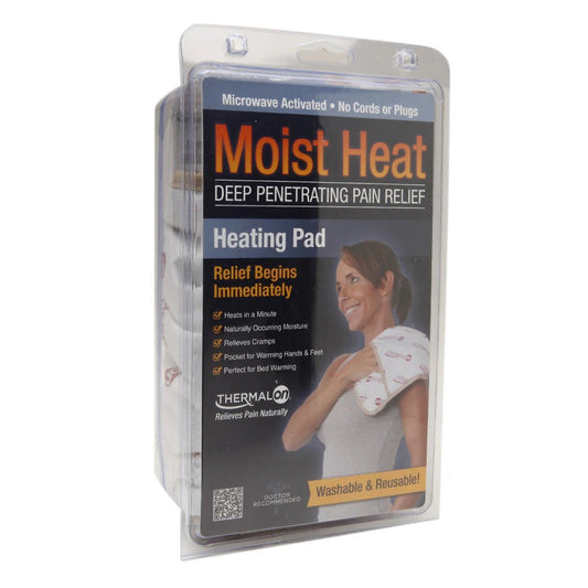Microwave activated moist heat thermal heating pad, no cords or plugs, washable & reusable