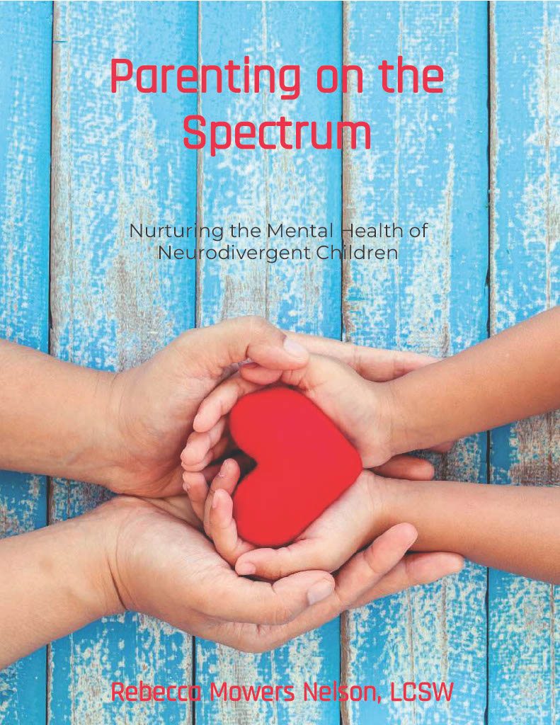 Parenting on the Spectrum e-book cover with hands holding a red heart symbol