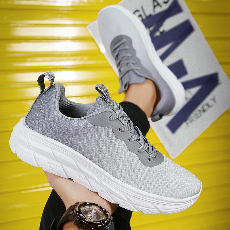 Men's mesh sneakers in light gray with white sculpted sole